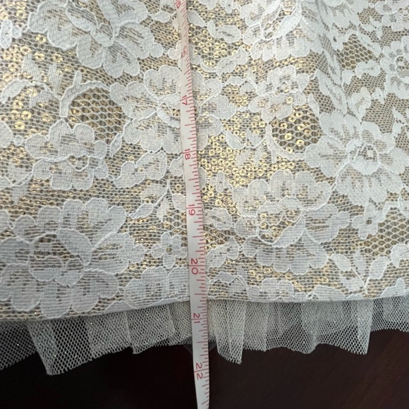 🦋Girls Lace & Ivory Gold Formal Wedding Easter Party Dress Sz 16 - Picture 7 of 7